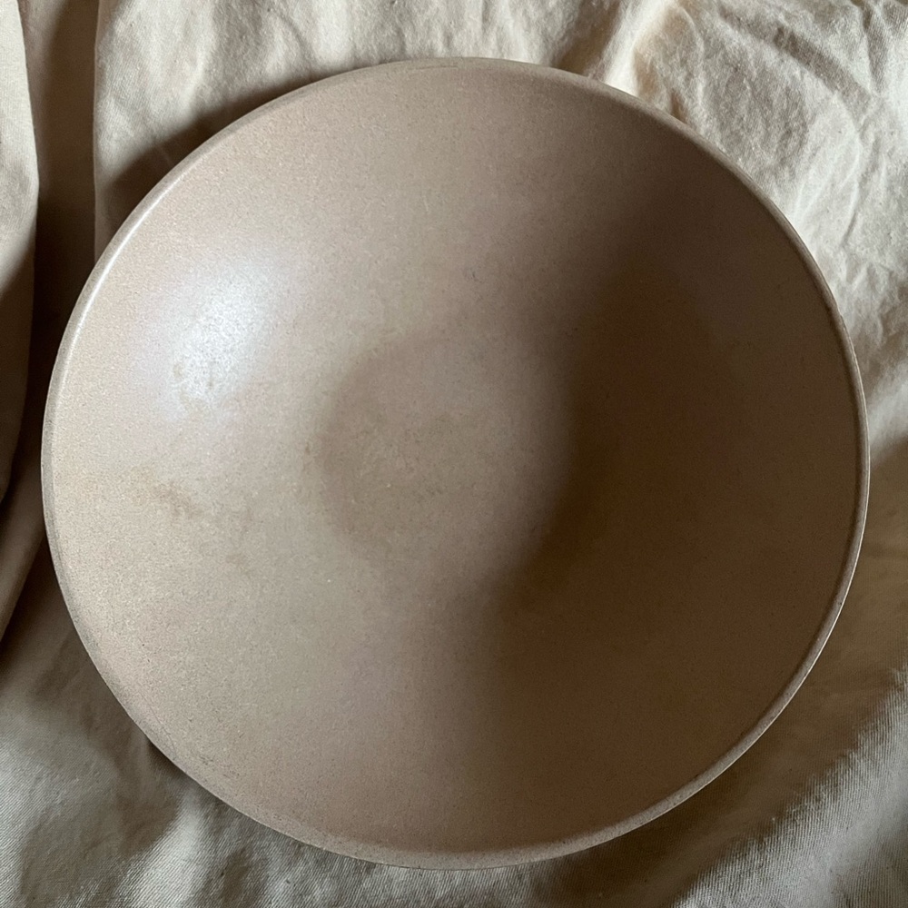 MCM Flintwood bowl from Pasadena CA. Vintage. beige. 11” wide.
